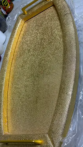 Gold Decorative Serving Tray — Large Oval Accent Tray