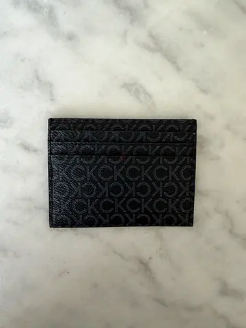 Compact CK monogram card holder wallet - black