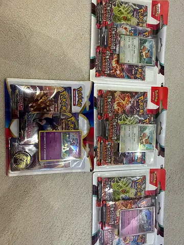 Lot of 5 Sealed Pokémon TCG Booster/Blister Packs (Obsidian Flames + Sword & Shield)