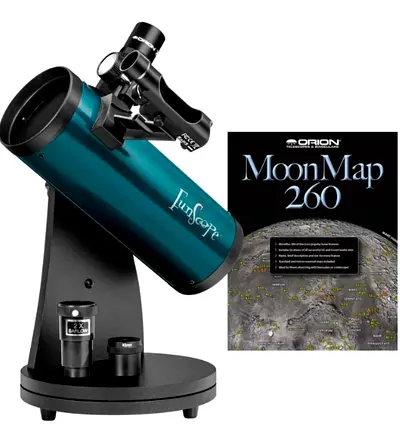 Orion FunScope Dobsonian-style 76mm Telescope with Moon Map 260 (Excellent Condition).