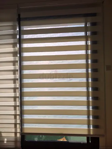 Light-filtering Zebra Roller Blinds (white) - Pair. 230x130