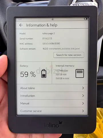 Tolino E-reader in good working condition