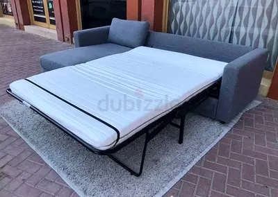 Grey Sectional Sofa Bed with Mattress
