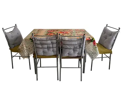 4-Seater Metal Dining Set with Cushions