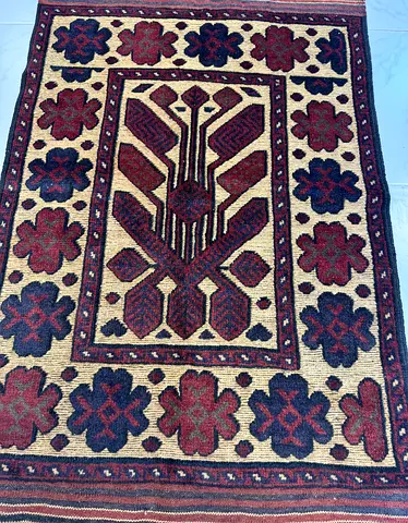 Handmade Middle Eastern Patterned Rug . Needle work with carpet work handmade carpet size 0.80x1.30