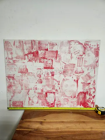 Original Red Pop Art / Street Art Canvas Print (73 x 53 cm)