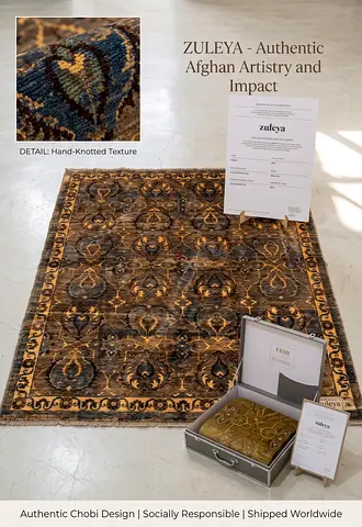 Hand-knotted Zuleya Afghan Chobi Rug - Authentic Chobi Design