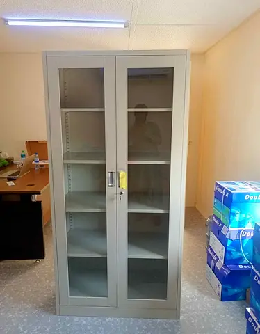 Metal Office Storage Cabinet with Glass Doors