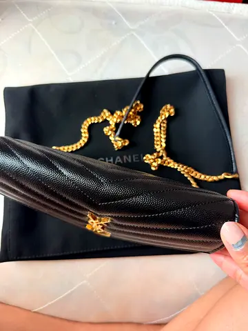 Black YSL Quilted Leather Wallet/Clutch - Good Condition