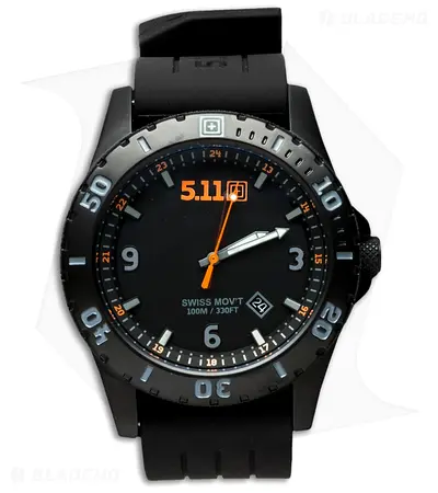 5.11 Tactical Black Swiss Movement Men's Watch - 100M Water Resistant