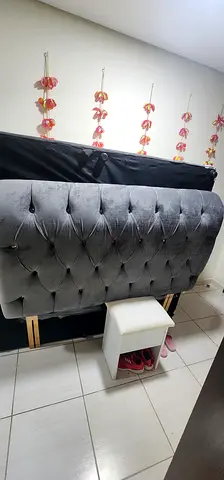 Double bed for sale Gray colour Near finicial metro station 056 944 8807