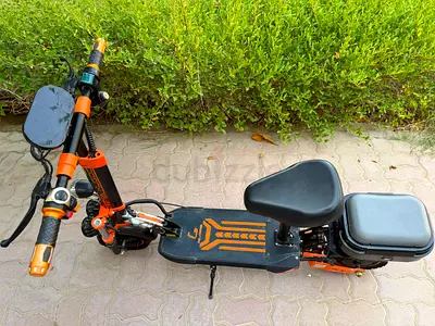 Orange & Black Electric Scooter with Seat — Excellent Condition