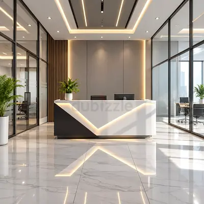 Luxury Office Reception Desk with LED Accent - Excellent Condition