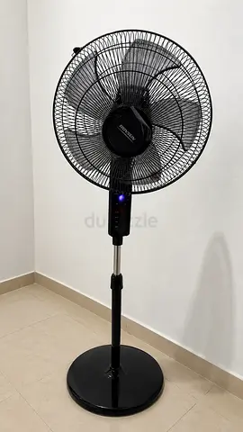 Standing Pedestal Fan - Oscillating, Adjustable Height, Black