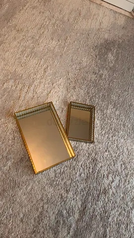 Set of 2 Gold Mirrored Decorative Trays - Small & Medium