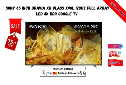 Sony 65 Inch BRAVIA 120Hz Full Array LED 4K HDR Google TV 65X90L-Free Delivery-Free wall mount