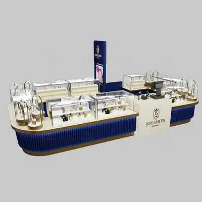 Retail Jewelry Kiosk Display Counters with Glass Showcases - Complete Set