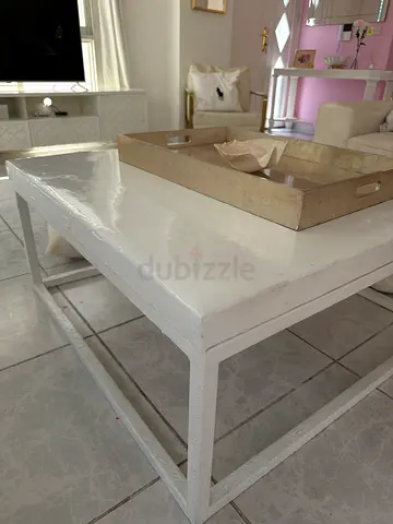 White gloss modern square coffee table