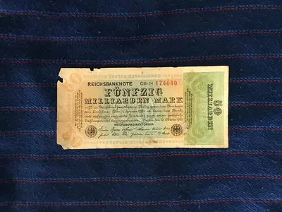 RARE VINTAGE 1923 GERMANY 50 Milliarden Mark Reichsbanknote