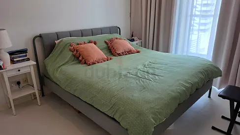 Super king size mattress and upholstered bed frame - light grey/green 180x200cm