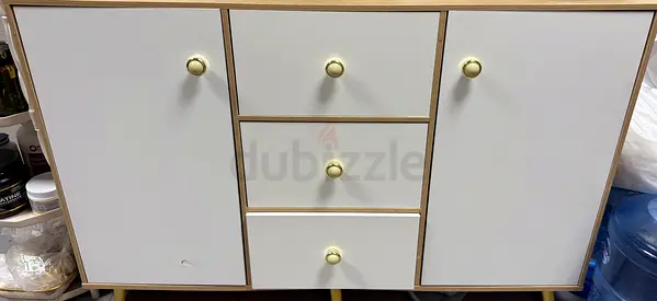 Stylish White & Wood Storage Cabinet / Sideboard