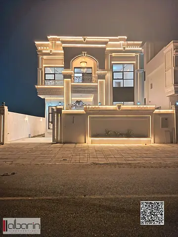 Villa for sale in Ajman, Al Helio 1. Luxury villa with classic design and high-end finishing 5master bedrooms. Prime location near Mohammed Bin Zayed