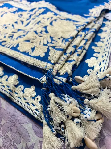 Blue embroidered 3 piece 14 large khaadi brand with emb shalwar embroidered chiffon dupata