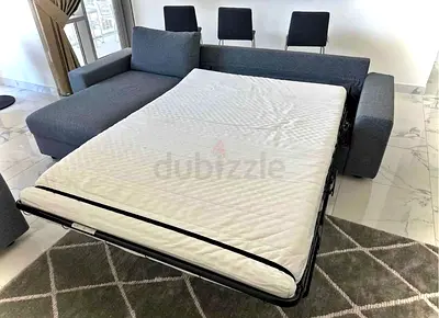 Grey L-Shaped Sofa Bed with Mattress vimle