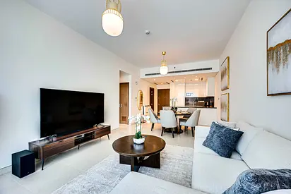 New 1 bedroom in Al-Wasl offering a serene canal-side setting