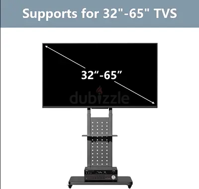 Mobile TV Stand/Cart for 32"–65" TVs with Shelf and Wheels