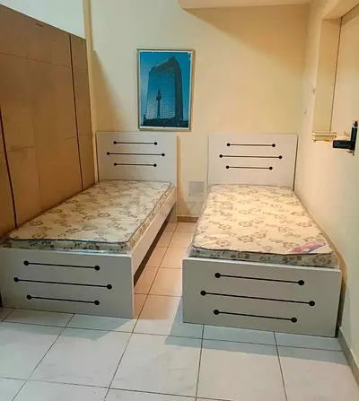 Single Bed With Mattress- white wooden frames