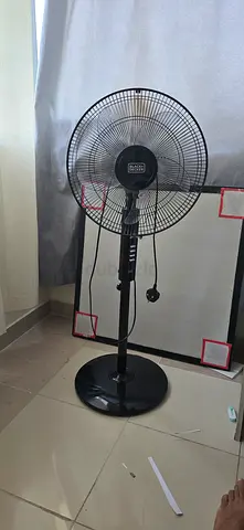 Used Black Pedestal Oscillating Fan - Good Working Condition