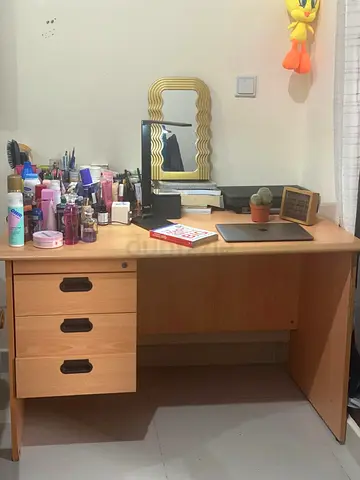 Wooden Study Desk with 3 Drawers - Good Condition
