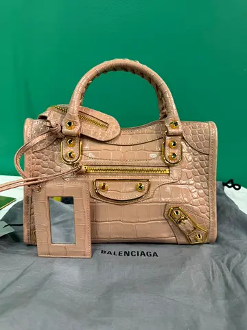 Balenciaga Mini City Shiny Embo Croc Supple Calf