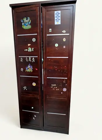 Kids Dark Wood Two-Door Wardrobe / Armoire - Good Condition