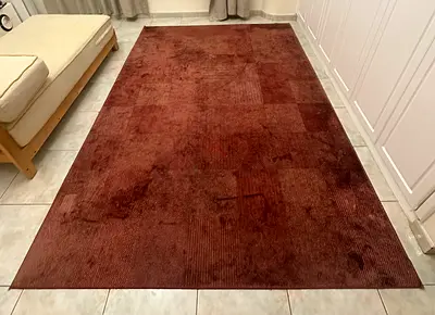 Large red rectangular area rug — 3m x 2m