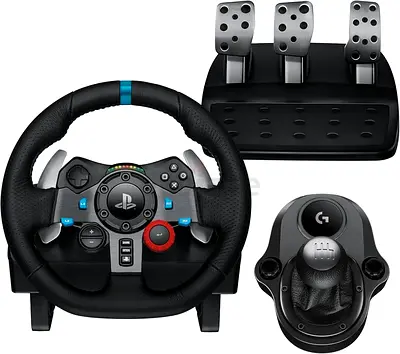 Logitech racing wheel with pedals and shifter (PlayStation 4 and 5 compatible) - Good condition