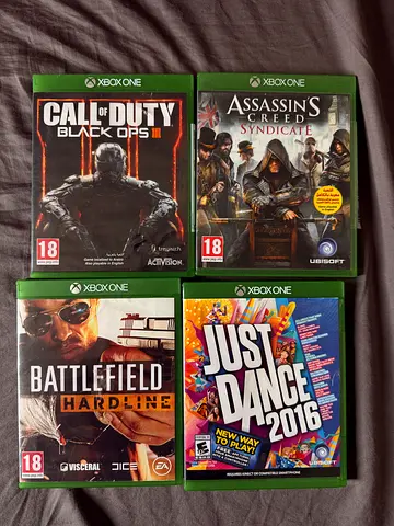 4 Xbox One games: Assassin's Creed Syndicate, Just Dance 2016, COD Black Ops III, Battlefield