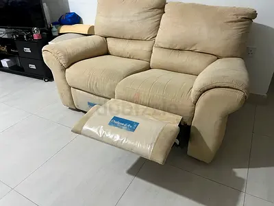 Beige 2-Seater Recliner Sofa - Comfortable, Good Condition