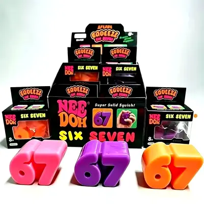 Nee Doh '67' Squeezy Solid Squish Toys - (Pink, Purple, Orange)