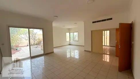 Villa for rent in Maysaloon inside a distinguished villa complex, two floors with spacious family areas, 4 bedrooms and a living room, with a yard