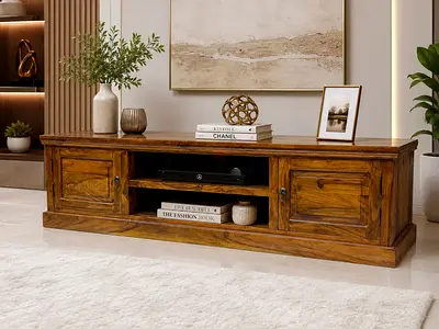 Marina Solid Wood TV Cabinet / Media Console - Rustic Finish