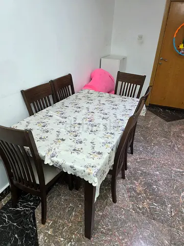Wooden 6-Seater Dining Table with Chairs - Good Condition