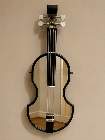 Mirror Violin Wall Decoration - Black Frame, Full-Length