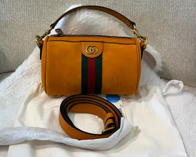 Gucci Ophidia Web Stripe Mini Bag Suede