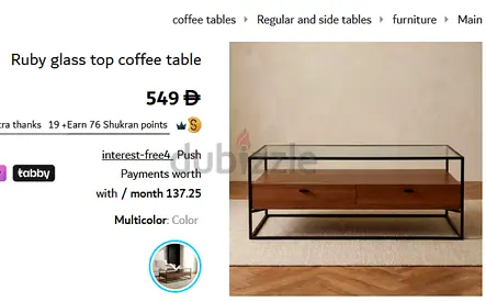 RUBY GLASS COFFE TABLE