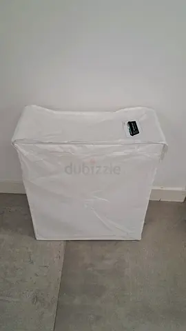 White fabric laundry hamper / clothes basket - like new