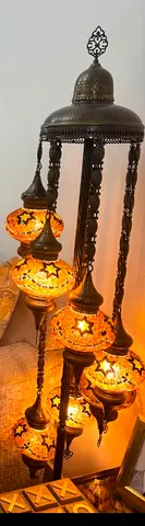Turkish Mosaic Floor Lamp with Multiple Globes