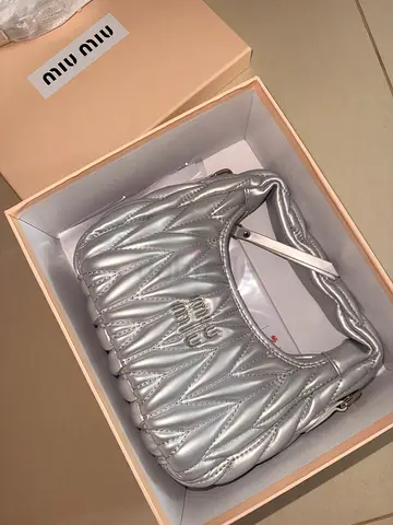 Silver miu miu bag in box new