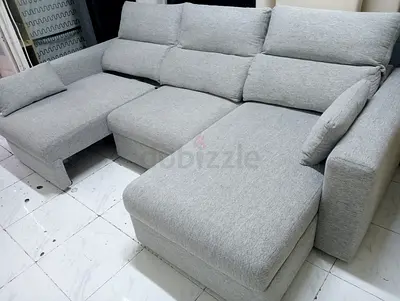 Esklistuna Comfortable 3-Seater Grey L-Shape Sofa-bed with Chaise